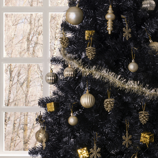 FCH 6ft 1050 Branches PVC Christmas Tree Black-5