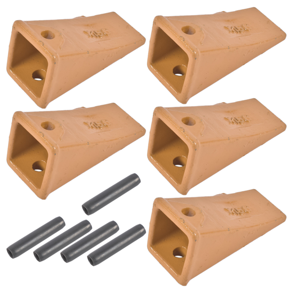 5× X156 X156S Dirt Teeth Bucket Teeth / Tooth with P156 Roll Pins Alloy Steel Fits Existing 156 Series Adapters Length: 4.5" Width: 2.25 " Height: 2.2"-2