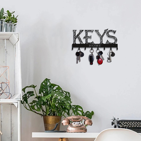 1pc Metal Wall - Mounted Key Holder Hook: A Stylish Decorative Wall Decoration. The Punching/Adhesive Installation Storage Solution Ensures Easy and Neat Key Organization.Wall Sculptures.-31