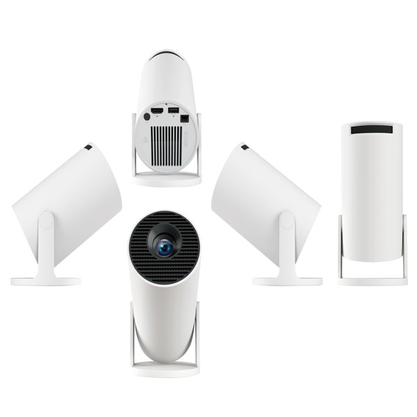 迷你投影仪，支持4K 1080P便携式投影仪，双频WIFI6 5G无线5.2蓝牙Android 11200 ANSI流明，180°可旋转，自动梯形校正，35英寸-130英寸屏幕视频投影仪-5