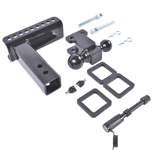 Adjustable Trailer Hitch Fits 2.5" Receiver 6-Inch Drop/Rise 2" & 2-5/16" Ball 22000 LBS GTW with Anti-Theft Pin-5