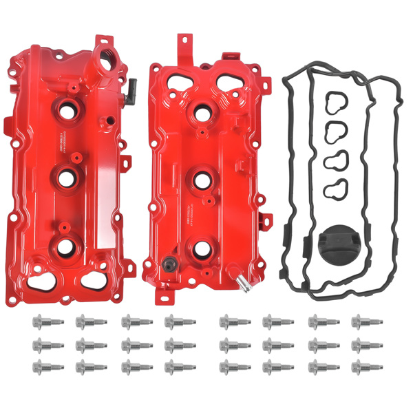 2Pcs Aluminum Valve Covers Red with Gasket Cap Fit for Infiniti EX35 FX35 G35 M35 M35h 3.5L V6 13264JK20A-6
