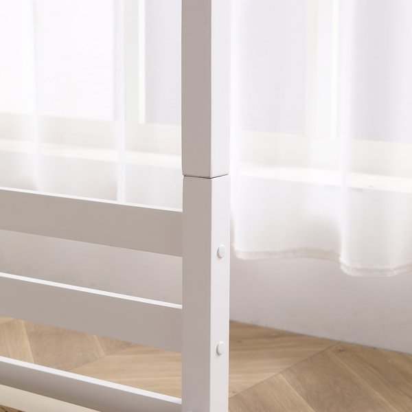 FCH Short-Legged Double-Layer Head And Tail Cross Brace Guardrail Straight Ladder Twin Pine Can Be Split Into a Single-Layer Bed Wooden Bed White-15