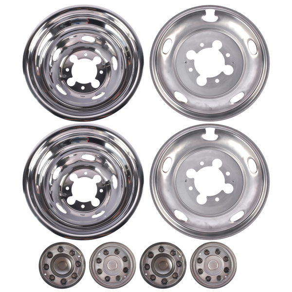 Stainless Steel Dual Wheel Simulator Covers Fit for 2003-2018 Replacement for Dodge Replacement for Ram 3500 17"-3
