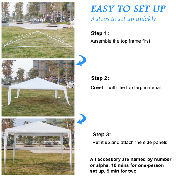 3 x 3m Waterproof Tent with Spiral Tubes White-11