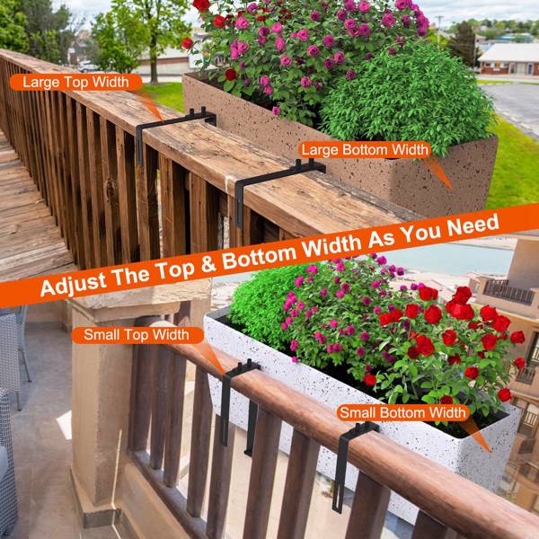 Adjustable Heavy-Duty Iron Planter Bracket | 6.1-11.6" Extendable Tray + 2.36-6.9" Two-Level Adjustable Hook-2