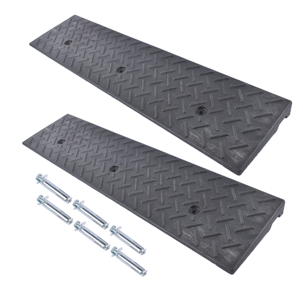 汽车坡道 Pair 3 Tons Driveway Ramp Car Slope Ramp w/ bolts for Parking Lots Shed Entrances Driveways Garages-2