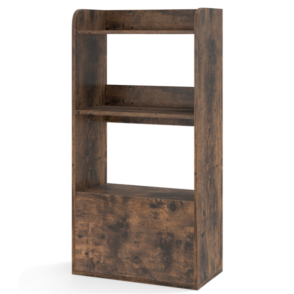 Rustic Brown Freestanding Bookshelf with 3-Tier Shelf -2