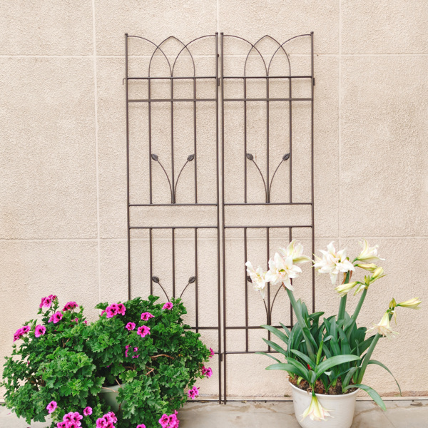 4 Pack Metal Garden Trellis 71" x 17.7" Rustproof Trellis for Climbing Plants Outdoor Flower Support Brown -17