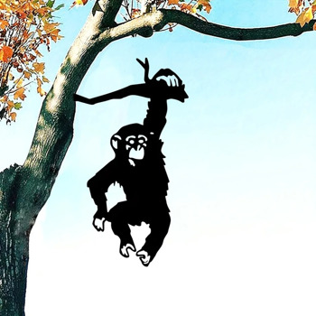 1pc Three Ape Metal Wall Art is a delightful and unique gift. Handmade iron art, primate decorations, rural home decor, durable Zen style gifts, jungle style accessories.Wall Sculptures.-CIF BUY