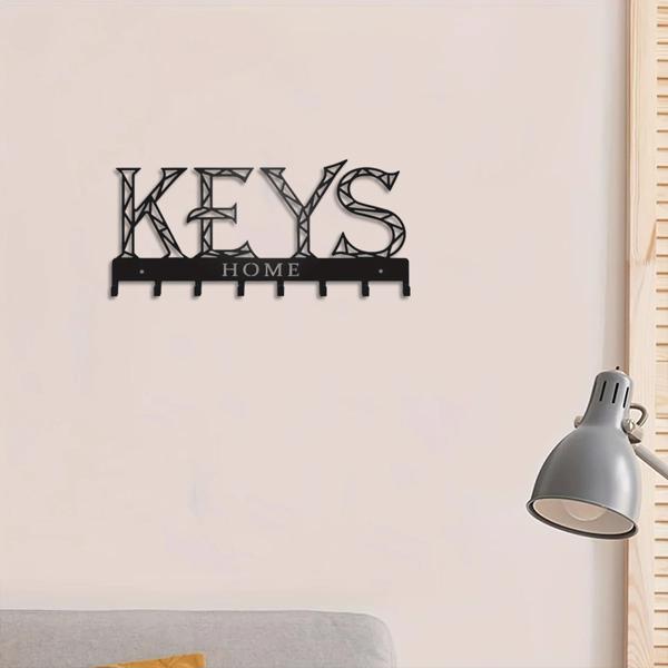 1pc Metal Wall - Mounted Key Holder Hook: A Stylish Decorative Wall Decoration. The Punching/Adhesive Installation Storage Solution Ensures Easy and Neat Key Organization.Wall Sculptures.-5