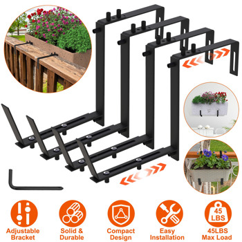 Adjustable Heavy-Duty Iron Planter Bracket | 6.1-11.6" Extendable Tray + 2.36-6.9" Two-Level Adjustable Hook