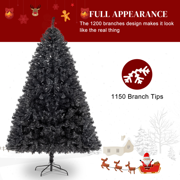 FCH 6ft 1050 Branches PVC Christmas Tree Black-10