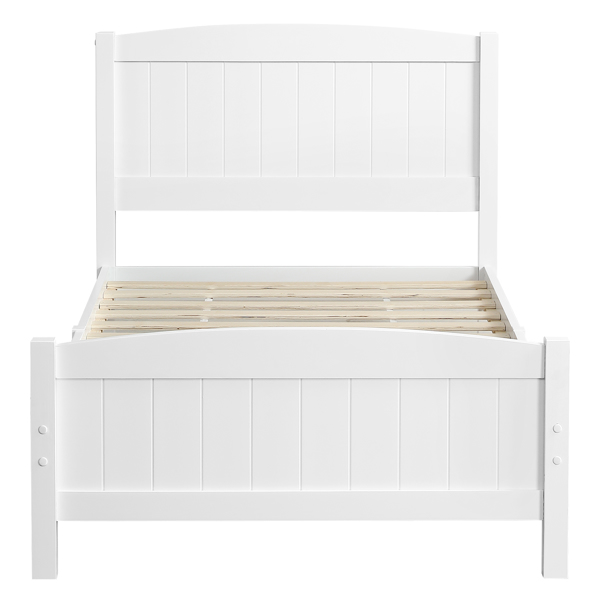 FCH Twin Pine Single-Layer Core Vertical Stripe Full-Board Curved Bed Head With The Same Bed Foot White Wooden Bed-18