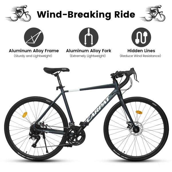 700Cx28 Road Bike, Lightweight Aluminum Frame, Disc Brakes, 16-Speed, Fast Acceleration, Suitable for Men and Women, Ideal for High-Intensity Riding -7