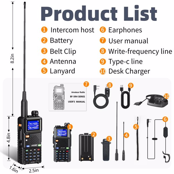 宝峰 Baofeng UV-5RH 10w 彩屏大功率双频对讲机 黑色 2个装 -3