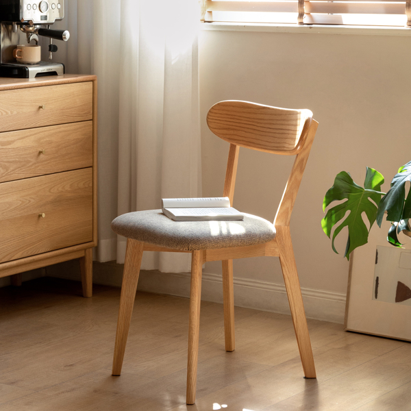 (Set of 4 pcs) Dining Chair Wooden FAS Grade Oak Natural Wood Made in North America 100% Dirt-free Wood Chair Solid Chair Table Chair Wooden Living Room Chair Simple And Natural 47.5 * 55.5 * 78cm -13