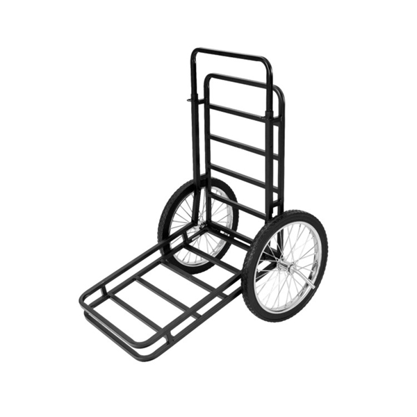 Black Game Cart with Double-Layer Structure - 2-Level Adjustment, 550 lbs Capacity, 20" Rubber Wheels for Outdoor Hauling-4