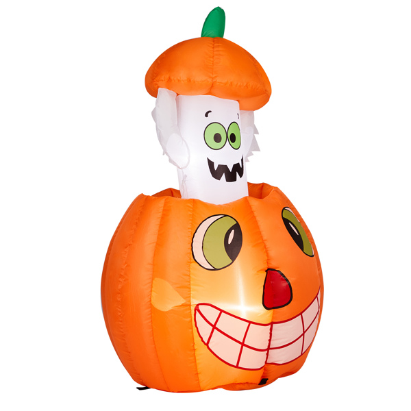 2.8 FT Halloween Inflatables Animated Pumpkin Ghost, Outdoor Decorations Blow Up Yard Decor with Built-in LEDs for Indoor Party Garden Lawn Decor-2