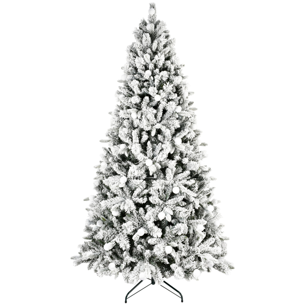 Artificial 8ft Flock Christmas Tree with 1793PE/PVC Mixed Branch Tips,Hinged Premium & Foldable Base for Indoor Holiday Decorating-14