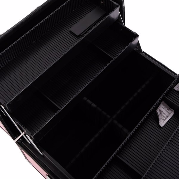 SM-2083 Aluminum Alloy Makeup Train Case Jewelry Box Organizer Pink-6