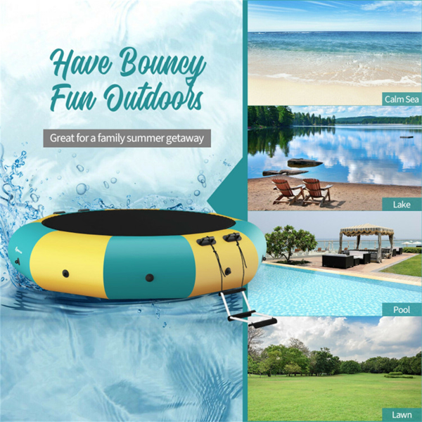 10 Feet Floating Water Trampoline - 330 lbs Capacity, Durable PVC/Oxford Cloth, with 500W Inflator & Accessories -11