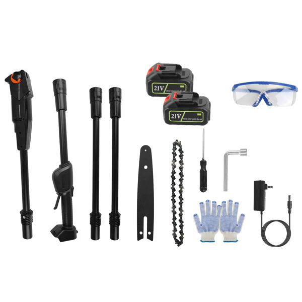 Cordless Pole Saw 7.4FT Telescopic Electric Chainsaw, 775W 39000RPM Brush Motor, 2×3000mAh Battery 60Min Runtime, Safety Switch, Gloves & Goggles Included, Tree Trimmer for Garden Yard Farm-6