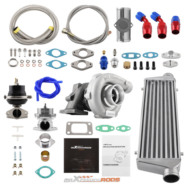T3 T4 Turbo Intercooler+Oil Lines Starter Setup Kit Fit For T3 T4 T04E Turbocharger-2