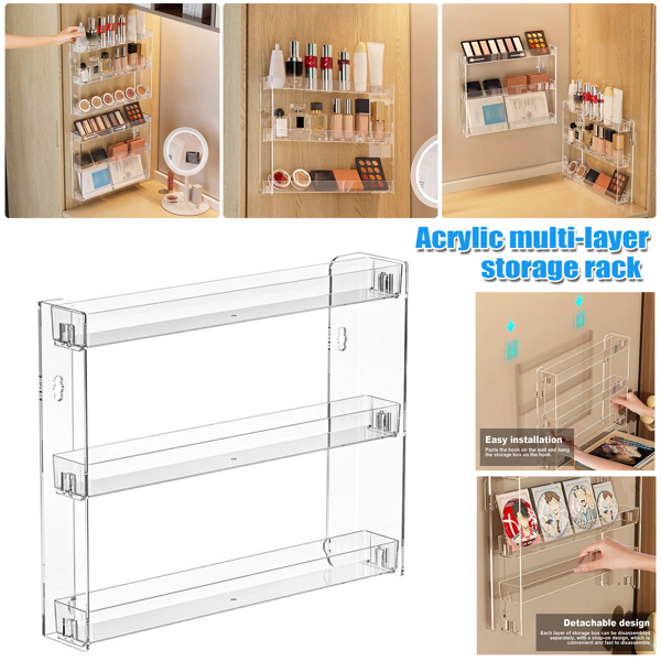 3 Tier Wall Floating Shelf Set DIY Mount Storage Book Acrylic Display Rack-5