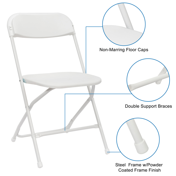 【Replace 10995986】10pcs Injection Molding Classic Garden Plastic Folding Chair White-31