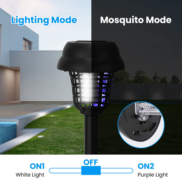 Outdoor Solar Bug Elimination Torches (Set of 4) – UV Light & White Light,  532 V Grid, IPX Waterproof, Easy-Install Lawn Stakes for Yard, Camping, Picnic-5