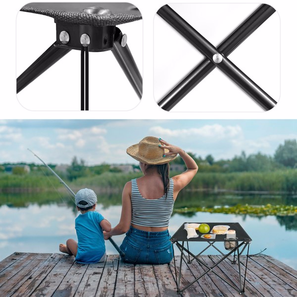 Compact Foldable Outdoor Side Table – No-Tool Setup, Water-Resistant 600D Fabric, Steel X Holds 44 lbs, Includes Carry Bag & Drink Holders, Perfect for Camping, BBQ, Fishing, Backyard-8