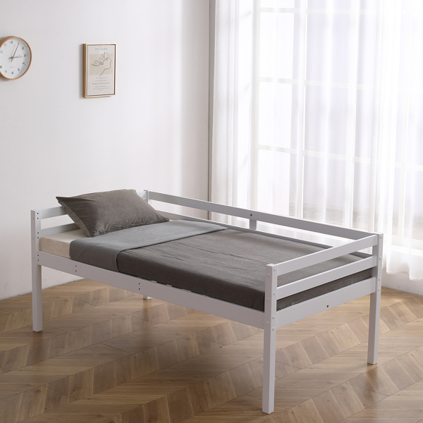 FCH Short-Legged Double-Layer Head And Tail Cross Brace Guardrail Straight Ladder Twin Pine Can Be Split Into a Single-Layer Bed Wooden Bed White-52