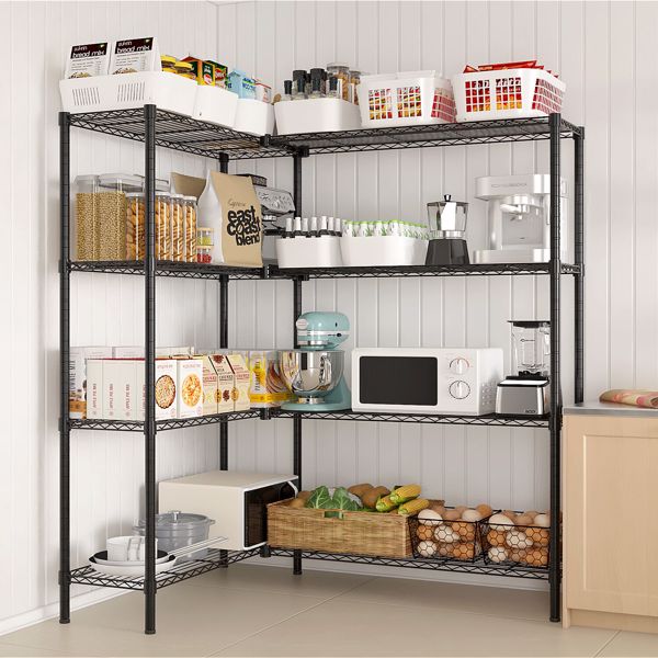 49.2''W  Adjustable  Storage Shelves   NSF  Wire Shelving Unit Multiple rows   Shelving for Storage Rack Shelves for Storage Heavy Duty Garage Shelf Pantry Shelves Kitchen Shelving,  49.2''W*70.86''H*-4