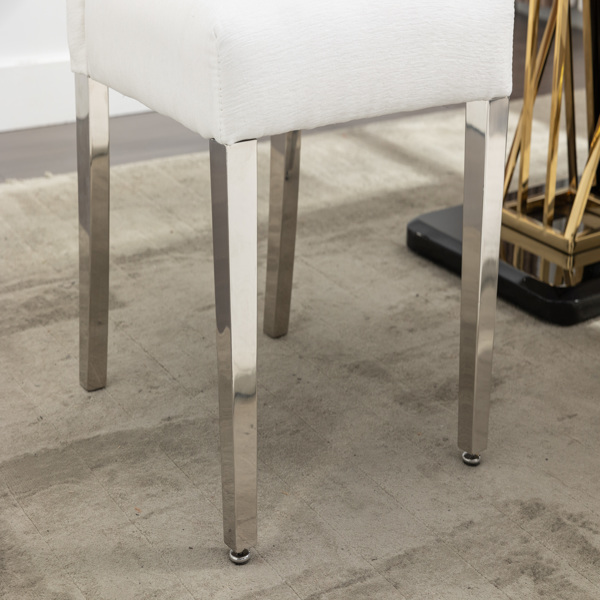 Set of 2 Modern Dining Chairs with Plush Velvet Upholstery, Sturdy Stainless Steel Legs & S-Shaped Springs - Ergonomic Support for Dining Room, Kitchen, Office (Beige) -9