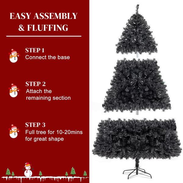 FCH 6ft 1050 Branches PVC Christmas Tree Black-7