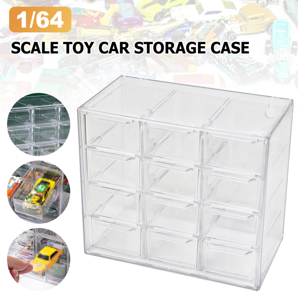 Clear Acrylic Display Case Storage Box Hold 12 Toy Cars For 1/64 Scale Model Car-4