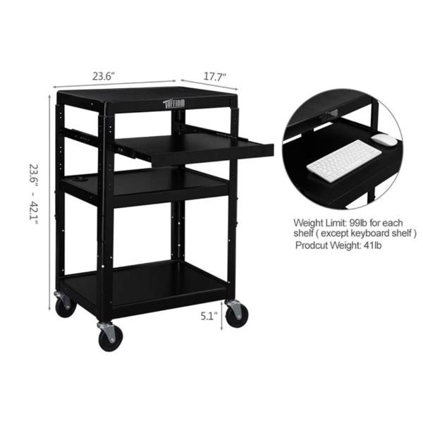 Cart Rolling Storage Stand with Keyboard Shelf-2