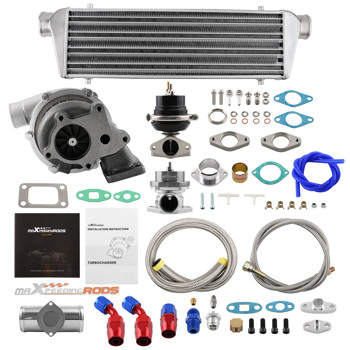 T3 T4 Turbo Intercooler+Oil Lines Starter Setup Kit Fit For T3 T4 T04E Turbocharger