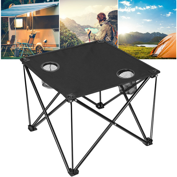 Compact Foldable Outdoor Side Table – No-Tool Setup, Water-Resistant 600D Fabric, Steel X Holds 44 lbs, Includes Carry Bag & Drink Holders, Perfect for Camping, BBQ, Fishing, Backyard-3