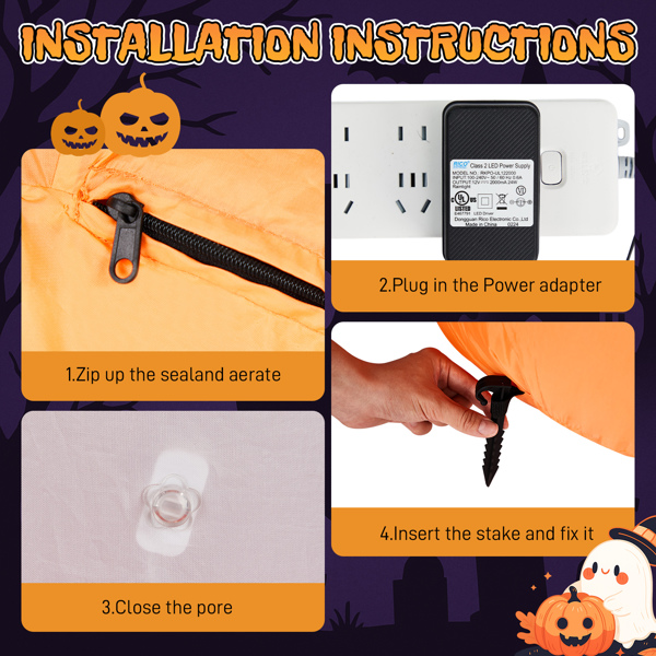 2.8 FT Halloween Inflatables Animated Pumpkin Ghost, Outdoor Decorations Blow Up Yard Decor with Built-in LEDs for Indoor Party Garden Lawn Decor-12