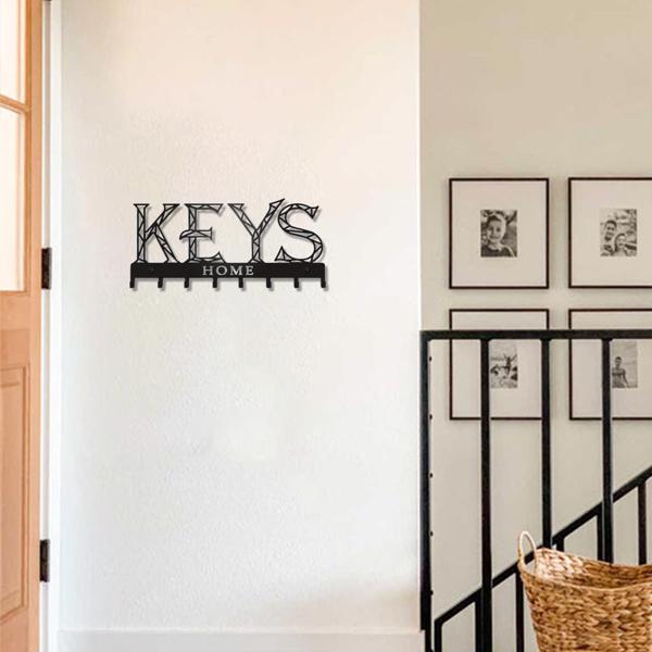 1pc Metal Wall - Mounted Key Holder Hook: A Stylish Decorative Wall Decoration. The Punching/Adhesive Installation Storage Solution Ensures Easy and Neat Key Organization.Wall Sculptures.-11
