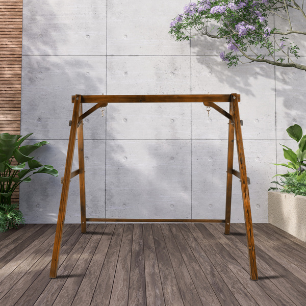 188*135*170cm 600lbs Fir Suitable For 4ft Swing Chair Wood Swing Frame Carbonized Color-7