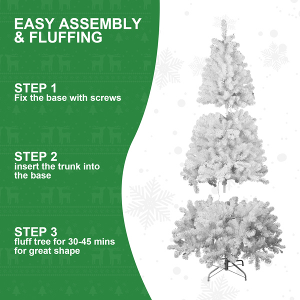 Artificial 6ft White Christmas Tree with 760PVC Mixed Branch Tips,Green,Hinged Premium & Foldable Base for Indoor Holiday Decorating-6