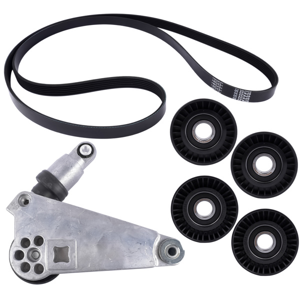 正时套装 6Pcs Drive Belt Kit W/ Tensioner & Idler Pulleys For 2012-2018 Jeep Wrangler JK 3.6L 04627038AA 4627041AA -6