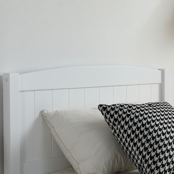 FCH Twin Pine Single-Layer Core Vertical Stripe Full-Board Curved Bed Head With The Same Bed Foot White Wooden Bed-23