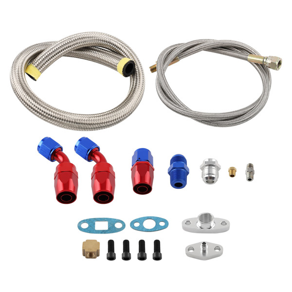 T3 T4 Turbo Intercooler+Oil Lines Starter Setup Kit Fit For T3 T4 T04E Turbocharger-6