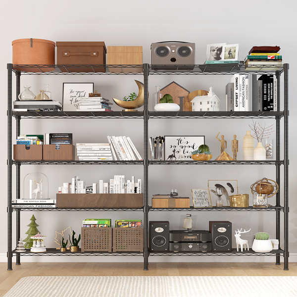 58''W  Adjustable  Storage Shelves 1500LBS  NSF  Wire Shelving Unit 5 Tier Metal Shelving for Storage Rack Shelves for Storage Heavy Duty Garage Shelf Pantry Shelves Kitchen Shelving,  58''W*71''H*-18