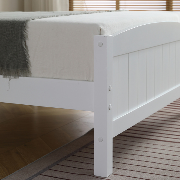 FCH Twin Pine Single-Layer Core Vertical Stripe Full-Board Curved Bed Head With The Same Bed Foot White Wooden Bed-16