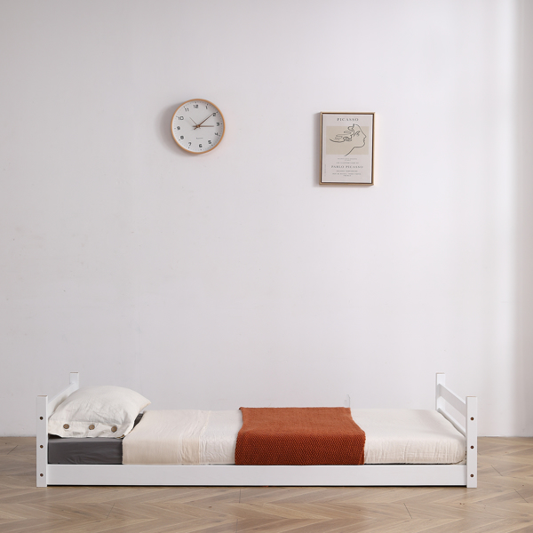 FCH Short-Legged Double-Layer Head And Tail Cross Brace Guardrail Straight Ladder Twin Pine Can Be Split Into a Single-Layer Bed Wooden Bed White-56